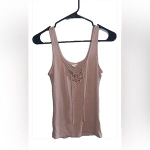 Aeropostale Rib-Knit Lace-Up Tank Top